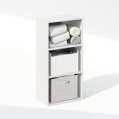 Furinno Reed Closet Organizers and Storage, 3-Tier Closet Organizer, Open Shelf Closet Storage, for Wardrobe, Bedroom, Living Room, White