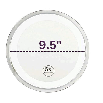 JERDON Wall Mounted White/Chrome Finish Makeup Mirror with LED Light – 5X Magnification – 9.75” Diameter –5.25” Pivot Extension – Direct Wire Only - Model HL95WL