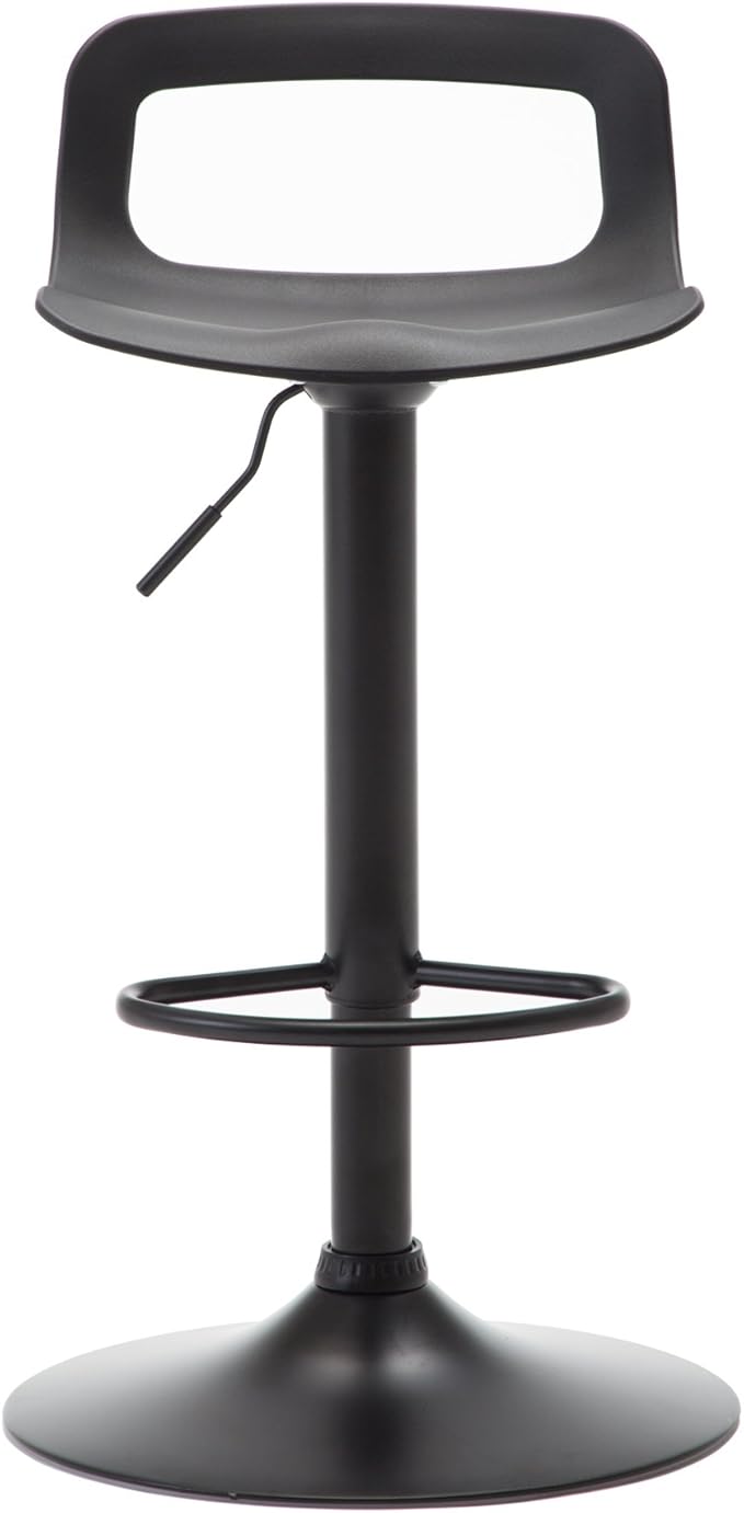 NOBPEINT Contemporary Chrome Air Lift Adjustable Swivel Bar Stool, Set of 2, Black