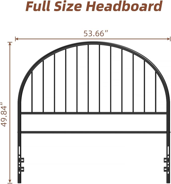 Weehom Full Size Headboard Only, Wrought Iron Black Headboard Full, Vintage Metal Headboard with Height Adjustable, Farmhouse HeadBoard