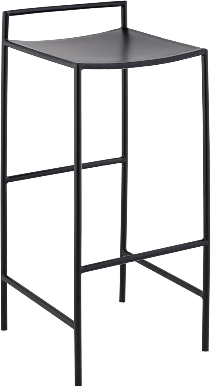 JONATHAN Y BSL1004A Svelte 30" Coastal Contemporary Iron Saddle-Seat Low-Back Bar Stool with Foot Rest for Home, Kitchen, Dining Room, Workspaces, Cafes and Resturants, Black Frame