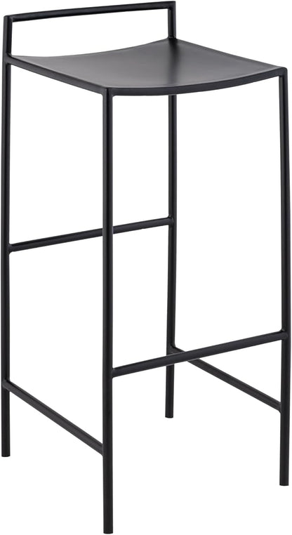 JONATHAN Y BSL1004A Svelte 30" Coastal Contemporary Iron Saddle-Seat Low-Back Bar Stool with Foot Rest for Home, Kitchen, Dining Room, Workspaces, Cafes and Resturants, Black Frame