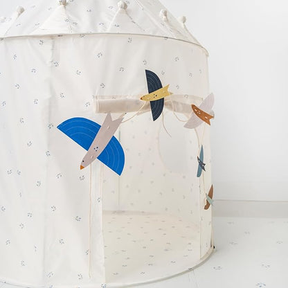 3 Sprouts Kids Play Tent - Sustainable Recycled Fabric – Fun Spacious Childs Playhouse for Indoor Games for Boys & Girls - Durable Fort Pop Up House for Toddlers & Children Age 3-10 - Blueberry Ivory