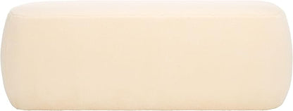 SAFAVIEH Home Collection Whitley Cream Faux Shearling Rectangular Ottoman (Fully Assembled)