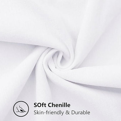decorUhome Chenille Soft Throw Pillow Covers 20x20 Set of 2, Farmhouse Velvet Neutral Decorative Euro Pillow Covers with Stitched Edge for Couch Sofa Bed Home Decor, White