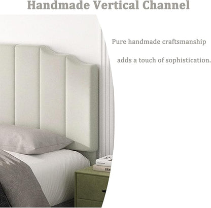 King Size Headboard Only, Velvet Wall Mounted Headboard King for Adjustable Bed Modern Upholstered Head Board Easy Assembly, Cream