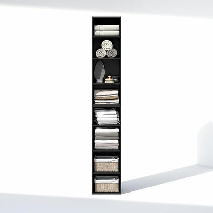 Furinno PASIR 8-Tier Closet Organizers and Storage, Open Shelf, Storage Organizer, 12-Inch Width, for Closet, Bedroom, Blackwood