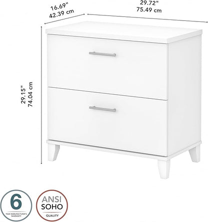Bush Furniture 2 Drawer Lateral File Cabinet, Letter and Legal-Size Document Storage for Home or Professional Office, Somerset Collection, White