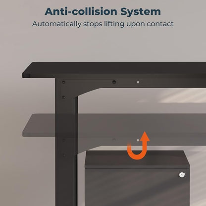 4 Legs Standing Desk, Large 71x31 Inches Electric Adjustable Height Desks with Splice Board, Stand Up Desks Home Office Computer Workstation, Black