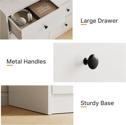 9 Drawer Dresser for Bedroom, 59" Wide White Chest of Drawers, Wooden Dresser with 9 Drawers with Ample Storage, Modern Storage Organizer for Hallway,Nursery
