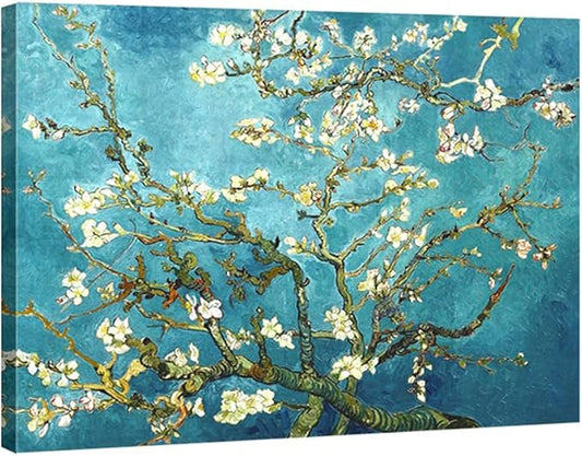 Wieco Art Huge Gallery Wrapped Giclee Canvas Print by Classic Van Gogh Reproductions, Almond Blossom Modern Canvas Wall Art Ready to Hang for Living Room Bedroom Home Office Decorations