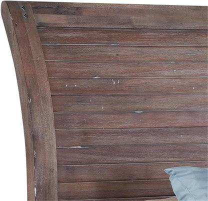 American Woodcrafters Aurora Weathered Gray Wood King Sleigh Headboard