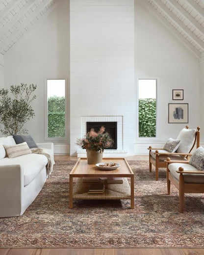 Loloi Amber Lewis Billie Collection, Aqua & Rust 2'-6" x 7'-6" Area Rug – Antique & Distressed Accent Rugs for Living Room, Bedroom, Entryway & Hallway, No Shed High Traffic Area Home Decor Rug