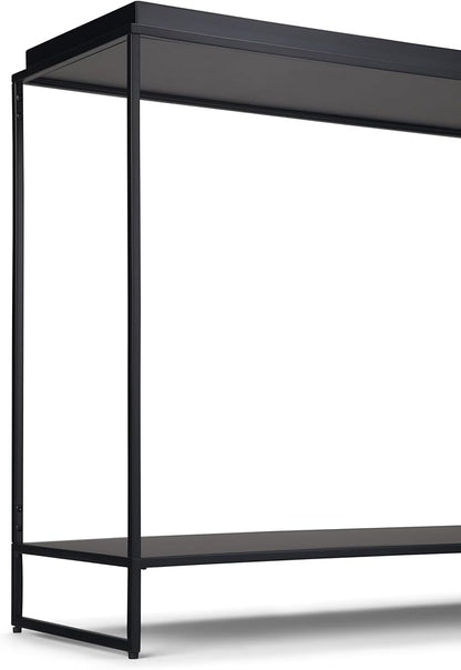 SIMPLIHOME Garner 47 inch Wide Industrial Tray Top Console Table in Black for the Living room Entryway and Bedroom