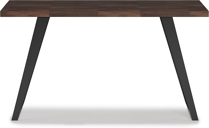 SIMPLIHOME Lowry SOLID WOOD and Metal Modern Industrial 54 inch Wide Home Office Desk, Writing Table, Workstation, Study Table Furniture in Distressed Charcoal Brown