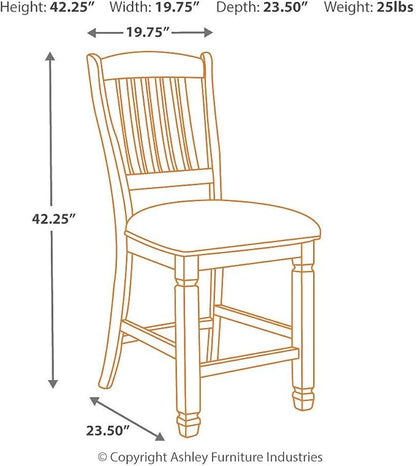 Signature Design by Ashley Bolanburg 24" Counter Height Farmhouse Barstool, 2 Count, Antique White