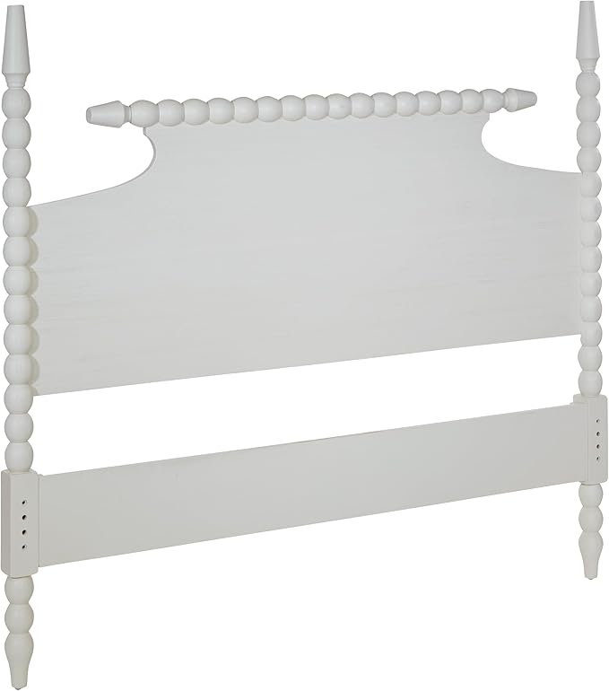 OSP Home Furnishings Spindle Design Cottage Style Headboard, 80.5W x 58.75H inches, Sandcastle Antique White Finish, King Size