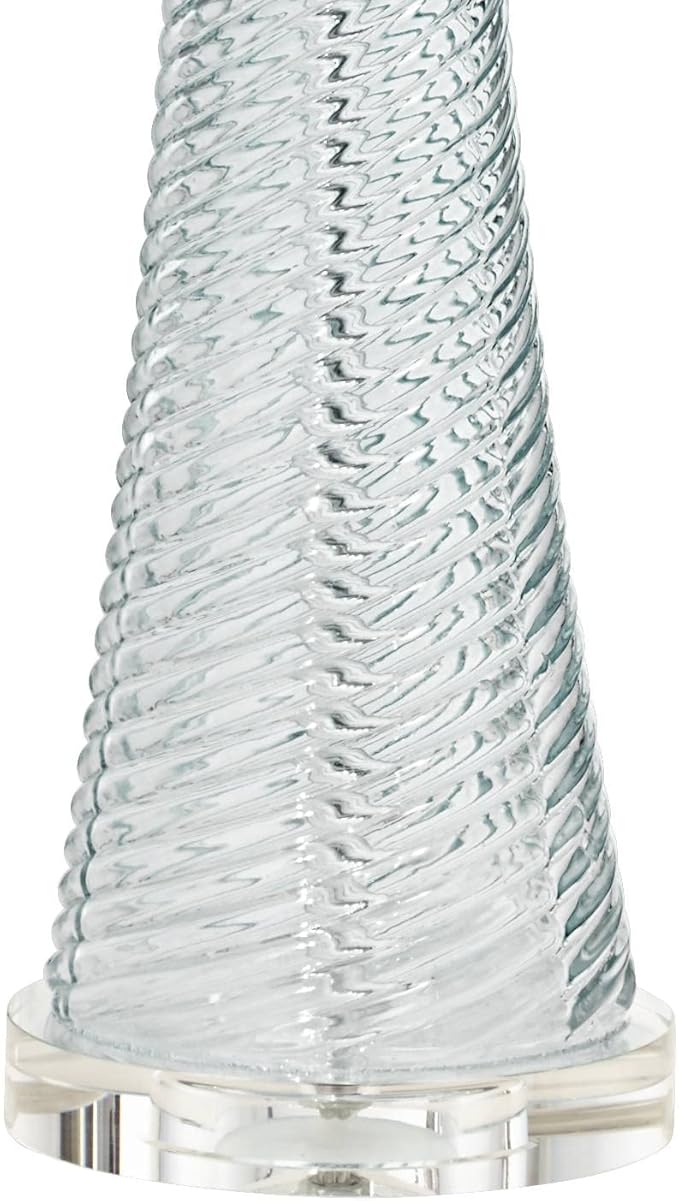 Possini Euro Design Miriam Modern Table Lamp 28 1/2" Tall Light Aqua Blue Swirl Textured Glass White Drum Shade Decor for Living Room Bedroom House Bedside Nightstand Home Office Family Entryway