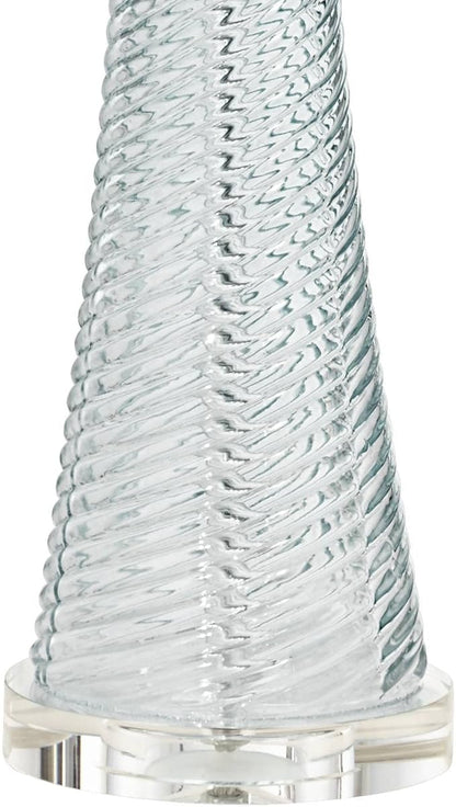 Possini Euro Design Miriam Modern Table Lamp 28 1/2" Tall Light Aqua Blue Swirl Textured Glass White Drum Shade Decor for Living Room Bedroom House Bedside Nightstand Home Office Family Entryway