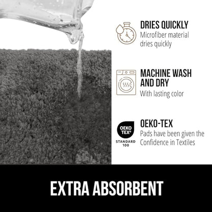 GORILLA GRIP Bathroom Rugs, 42x24, Ultra Soft Absorbent Mat, Thick Plush Bath Rug, Machine Washable, Microfiber Quick Dry, Mats for Shower, Bathtub and Floor, Home Decor Accessories, Charcoal