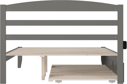 AFI, Warren Queen Platform Bed with Twin XL Trundle, Grey