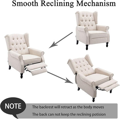 Wingback Recliner Chair, Modern Accent Arm Chair for Living Room/Bedroom/Office/Home Theater, Beige