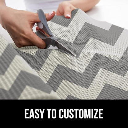 GORILLA GRIP powerGRIP Drawer Shelf and Cabinet Liner, Thick Strong Hold, Non-Adhesive Liners Protect Kitchen Cabinets and Cupboard, Bathroom Drawers, Easy Install, Breathable Mat, 17.5"x20', Chevron