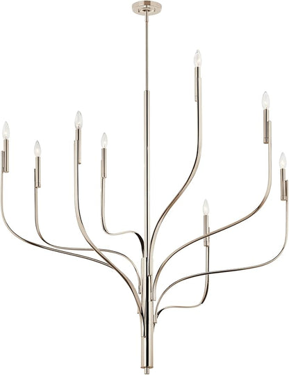 KICHLER Livadia 8-Light Chandelier, Soft Modern-Light in Polished Nickel, for Foyer, Great Room, or Vaulted Dining or Bedroom (47.75" x 47.75"), 52675PN