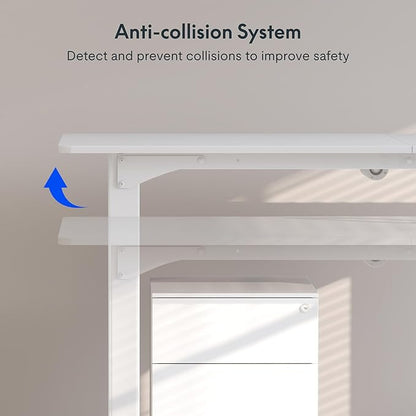 FLEXISPOT 4 Legs Standing Desk 71 x 32 Inch Adjustable Height Desk with Splice Board Home Office Sit Stand Up Desk, White Top + White Frame