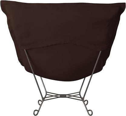 Howard Elliott Scroll Puff Rocker Seating Chair With Cover, Multipurpose Alternate Seating Butterfly Chair with Titanium Frame, Patio Furniture for Camping, Home, Indoor & Outdoor, Sterling Chocolate