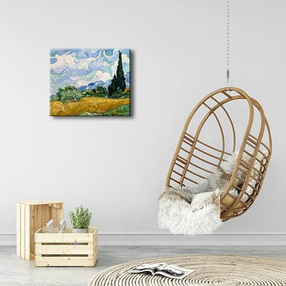 Wieco Art Wheat Field with Cypresses by Van Gogh Classic Oil Paintings Reproduction Modern Landscape Canvas Prints Artwork on Canvas Wall Art for Living Room Home Office Decorations