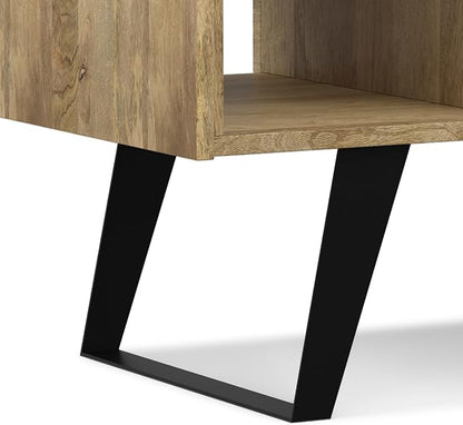 SIMPLIHOME Lowry Solid Mango Wood and Metal 48 inch Wide Rectangle Modern Industrial Coffee Table in Natural for The Living Room and Family Room