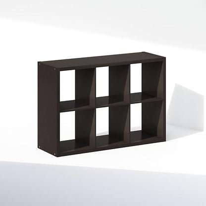 Furinno Cubic Closet Organizers and Storage, 6-Cube Closet Organizer, Open Shelf Closet Storage, Extra Thick Frame for Wardrobe, Bedroom, Living Room, Dark Oak