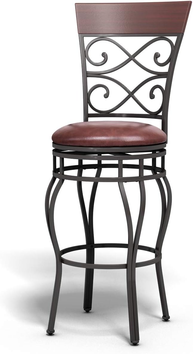 COSTWAY Bar Stools Set of 2, 360 Degree Swivel, 30" Bar Height Bar Stools, Leather Padded Seat Bistro Dining Kitchen Pub Metal Chairs with Back for Kitchen Island (Set of 2)