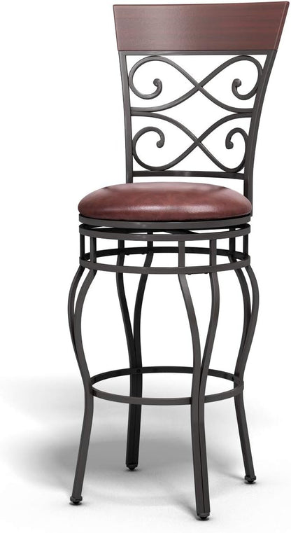 COSTWAY Bar Stools Set of 2, 360 Degree Swivel, 30" Bar Height Bar Stools, Leather Padded Seat Bistro Dining Kitchen Pub Metal Chairs with Back for Kitchen Island (Set of 2)