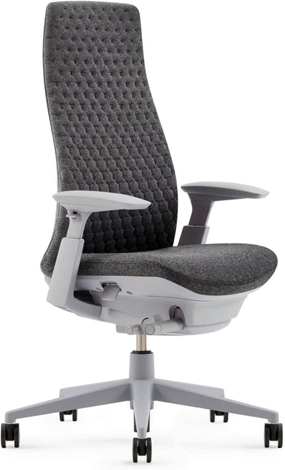 Haworth Fern Ergonomic Office Chair – Stylish and Innovative Desk Chair with Digital Knit Finish - Without Lumbar Support (Heathered Grey)