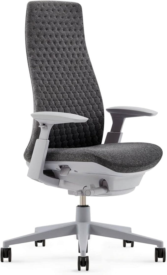 Haworth Fern Ergonomic Office Chair – Stylish and Innovative Desk Chair with Digital Knit Finish - Without Lumbar Support (Heathered Grey)