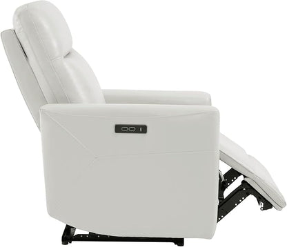 CHITA Leather Power Recliner Chair for Adults, Electric Wall Hugger Recliner for Small Spaces, Modern Living Room and RV Recliner Chair with Power Headrest & Charging Ports, Creamy Grey