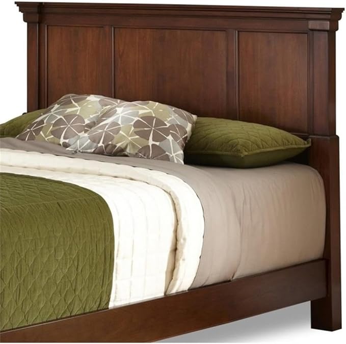 BOWERY HILL 52" x 82" Traditional Wood King Headboard with Recessed Frame Moldings and Carved Detailed, Some Assembly Required, in Warm Cherry Brown Finish