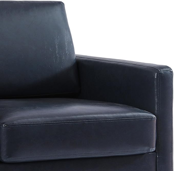 UIXE PU Leather Swivel Accent Chairs Set of 2, Upholstered Armchair Comfy Club Chair for Living Room, Mid Century Modern Arm Chair Single Sofa Nook Bedroom Side Reading Seat - Navy Blue