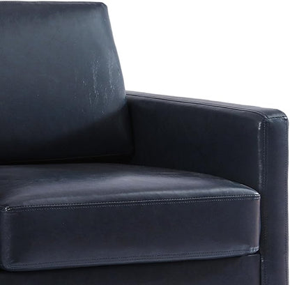 UIXE PU Leather Swivel Accent Chairs Set of 2, Upholstered Armchair Comfy Club Chair for Living Room, Mid Century Modern Arm Chair Single Sofa Nook Bedroom Side Reading Seat - Navy Blue