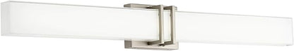 Possini Euro Design Exeter Modern Wall Mount Light LED Brushed Nickel Silver Metal 36" Wide Vanity Bar Fixture Rectangular Silk Screened Glass Shade Decor for Bathroom Over Mirror House Home