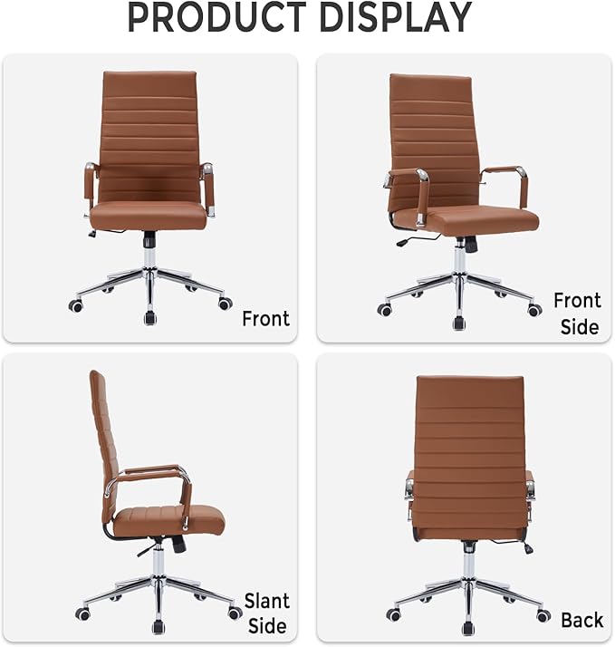 Sidanli Office Desk Chairs with Wheels, Executive Swivel Rolling Faux Leather Computer Chair with Comfortable Lumbar Support for Home Office(High Back, Brown)