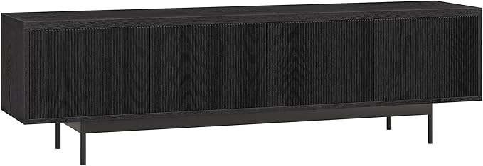 Henn&Hart Rectangular TV Stand for TV's up to 75" in Natural Black, for Home, Living Room, Bedroom, Entertainment Room, Office