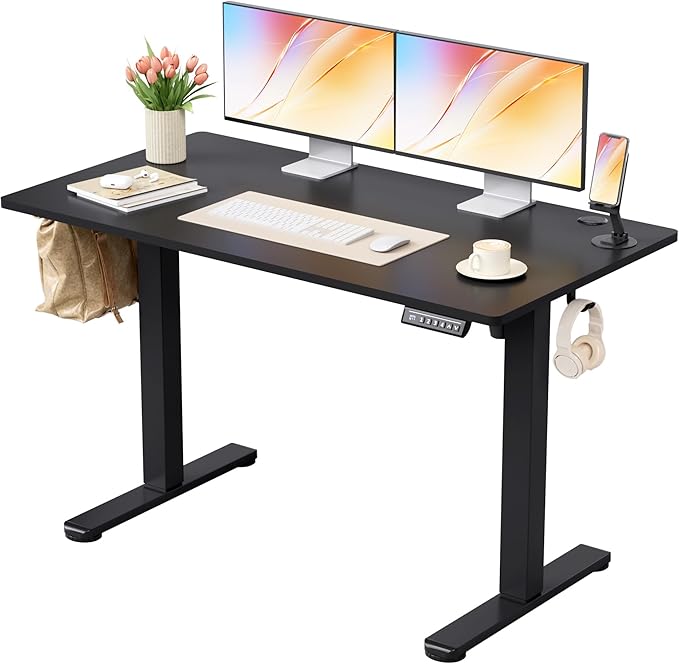 Homall Height Adjustable Electric Standing Desk, Memory Stand up Desk with Headphone Hook, Home Office Desks with Splice Board
