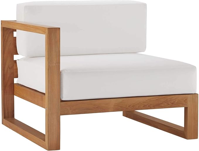 Modway EEI-4256-NAT-WHI-SET Upland Patio Teak Wood 2-Piece Sectional Sofa Loveseat, Natural White