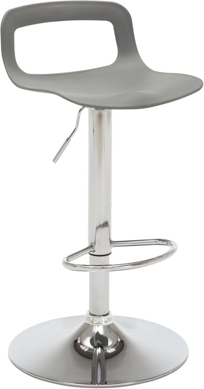 NOBPEINT Contemporary Chrome Air Lift Adjustable Swivel Bar Stool, Set of 2, Gray