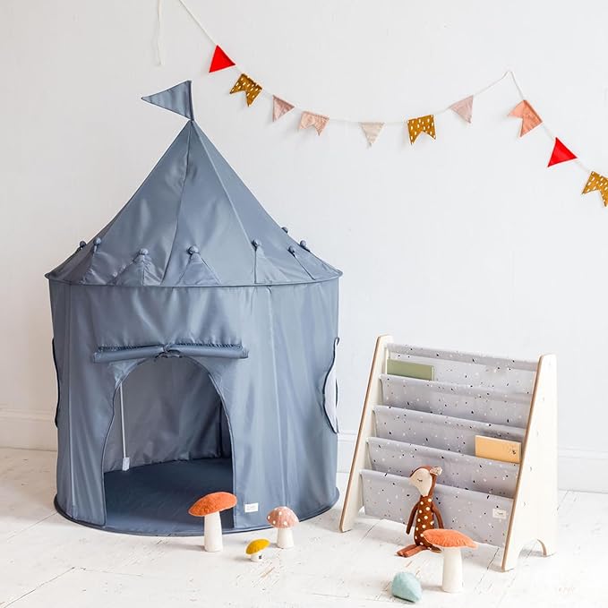 3 Sprouts Kids Play Tent - Sustainable Recycled Fabric – Fun Spacious Childs Playhouse for Indoor Games for Boys & Girls - Durable Fort Pop Up House for Toddlers & Children Age 3-10 - Blue
