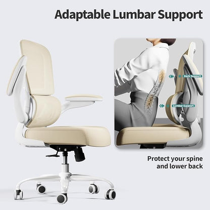 TRALT Office Chair Ergonomic Desk Chair, 330 LBS Home Mesh Office Desk Chairs with Wheels, Comfortable Gaming Chair, High Back Office Chair for Long Hours (Beige)