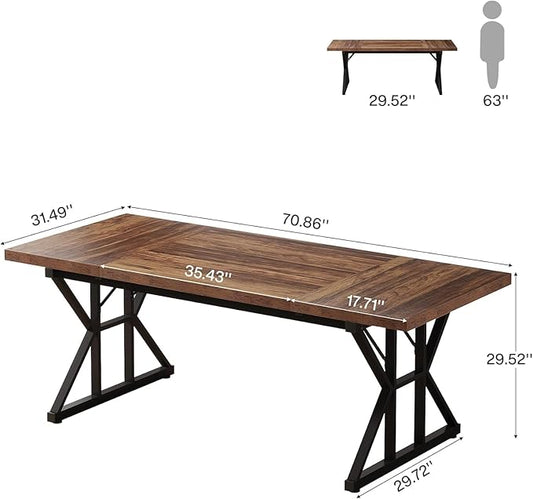 Tribesigns 70.86-Inch Large Executive Desk, Industrial Home Office Computer Desk, Simple Long Writing Study Table Business Furniture (Brown/Black)